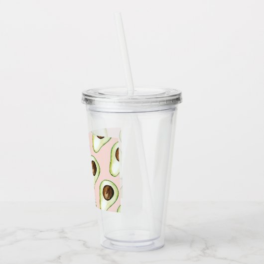 Verre En Acrylique Moderne Pastel Rose Et Vert Motif Avocado (Gauche)