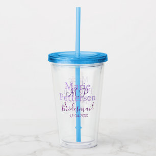 Verre En Acrylique Monogramme ajouter nom lettre demoiselle d'honneur