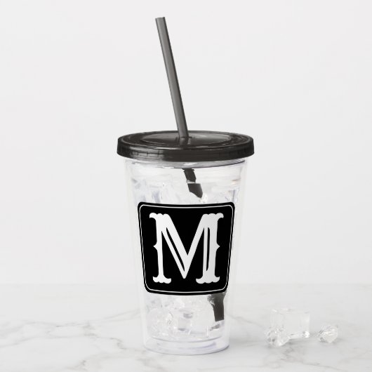 Verre En Acrylique Monogramme blanc vintage moderne (Devant glace)