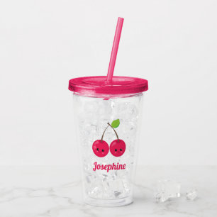 Verre En Acrylique Monogramme de cerises joyeux