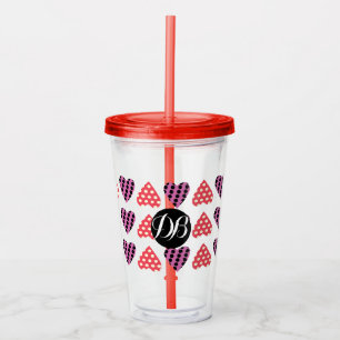 Verre En Acrylique Monogramme de cœurs pointillés punk pour la Saint-