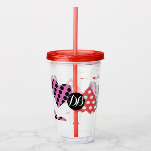 Verre En Acrylique Monogramme de cœurs pointillés punk pour la Saint-