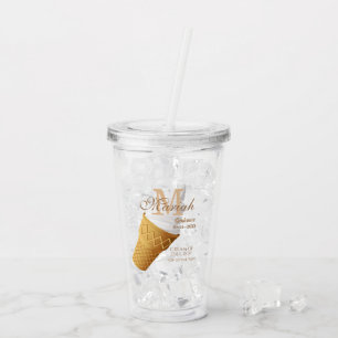 Verre En Acrylique Monogramme de glace à la vanille et coutume des