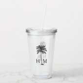 Verre En Acrylique Monogramme de palmier noir et blanc (Dos)