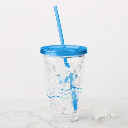 Verre En Acrylique Monogramme des vagues bleues (Devant glace)