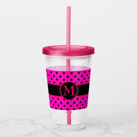 Verre En Acrylique Monogramme et Pois (Devant)