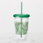 Verre En Acrylique Monogramme Feuille de palme tropical personnalisé (Droite)