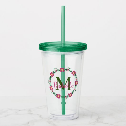 Verre En Acrylique Monogramme floral (Devant)