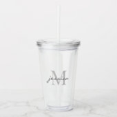 Verre En Acrylique Monogramme gris simple (Devant)