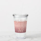 Verre En Acrylique Monogramme Nom Texte Rose Or Acrylique Tumbler (Dos)