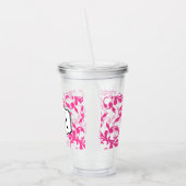 Verre En Acrylique Monogramme rose Damas (Gauche)