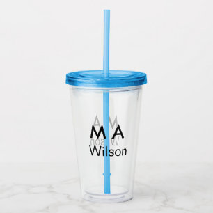 Verre En Acrylique Monogramme simple ajoutez votre lettre de nom homm