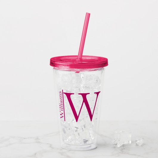 Verre En Acrylique Monogramme simple personnalisé (Dos glace)