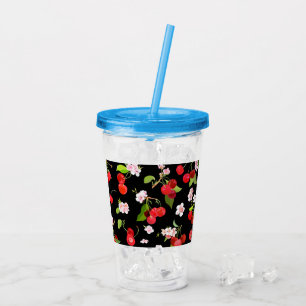 Verre En Acrylique Motif cerise 2