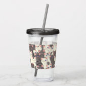 Verre En Acrylique Motif de chats blancs et gris (Dos)