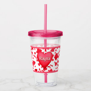 Verre En Acrylique Motif de Coeurs Confetti Rose et Rouge Personnalis