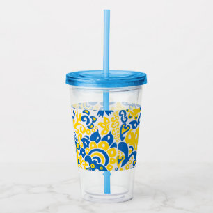 Verre En Acrylique Motif folklorique aux couleurs du drapeau ukrainie