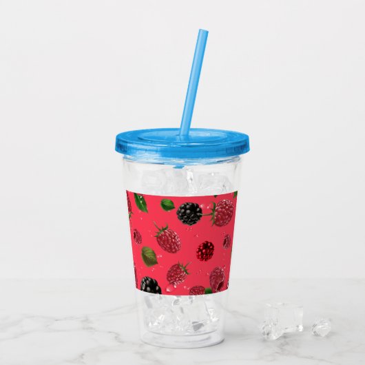 Verre En Acrylique Motif framboise (Dos glace)