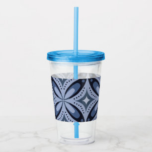 Verre En Acrylique Motif géométrique bleu de style rétro