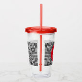 Verre En Acrylique Motif géométrique noir et blanc Monogramme rouge (Droite)