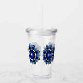 Verre En Acrylique Motif mandala 02 en bleu foncé (Droite)