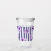 Verre En Acrylique motif rayé avec marguerites violettes (Droite)