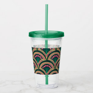 Verre En Acrylique motif vert en forme de coque