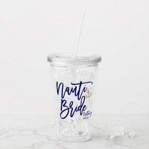 Verre En Acrylique Nauti Mariée Fête de Bachelorette Côtière Drôle