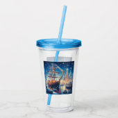 Verre En Acrylique Navire à quai Noël/hiver (Dos)