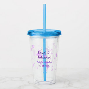 Verre En Acrylique Niveau 2 déverrouillé ajouter nom d'anniversaire d