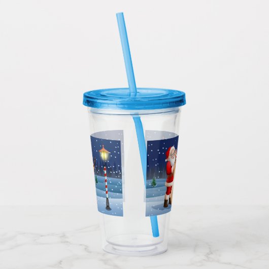 Verre En Acrylique Noël Père Noël Et Rennes (Gauche)