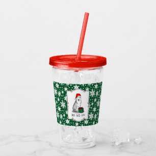 Verre En Acrylique Noël Santa Hat Sibérien Husky (argent) mignonne