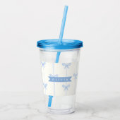 Verre En Acrylique Nœud Bleu Personnalisé Coquette Nom Esthétique (Dos)