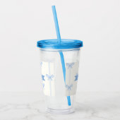 Verre En Acrylique Nœud Bleu Personnalisé Coquette Nom Esthétique (Gauche)