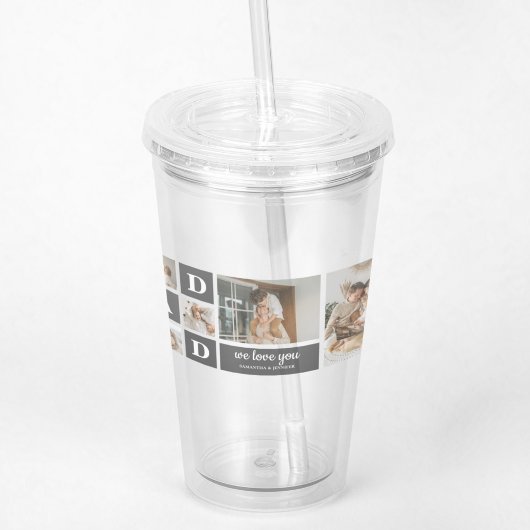 Verre En Acrylique Noir moderne | Photo Collage | Papa Meilleur cadea