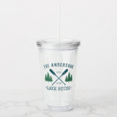 Verre En Acrylique Nom de famille Lake House Oars rustiques Pine Tree (Devant)