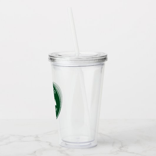 Verre En Acrylique Nom de famille Lake House Trees Forest Green (Gauche)