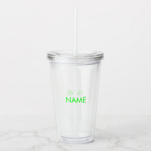 Verre En Acrylique Nom de la Personnaliser, texte minimaliste néon ve
