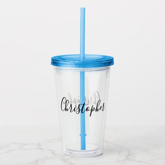 Verre En Acrylique Nom de script personnalisé (Devant)