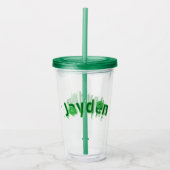 Verre En Acrylique Nom Jayden Vert, (Devant)