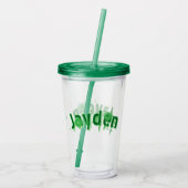 Verre En Acrylique Nom Jayden Vert, (Dos)