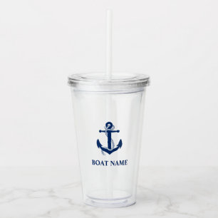 Verre En Acrylique Nom nautique de bateau de corde d'Ancre