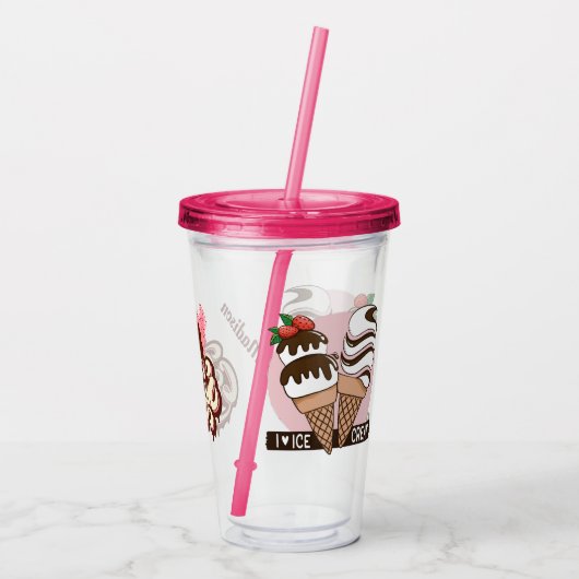 Verre En Acrylique Nom personnalisé Ice Cream Lover's tumbler (Dos)