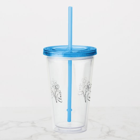 Verre En Acrylique Nom personnalisé Jonquille de mars Fleur de naissa (Droite)