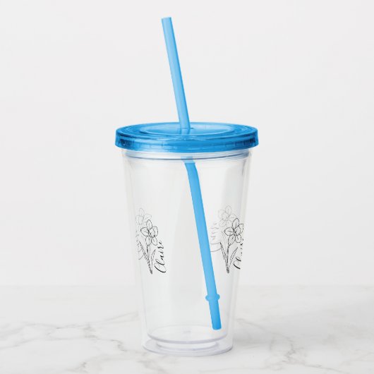 Verre En Acrylique Nom personnalisé Jonquille de mars Fleur de naissa (Gauche)