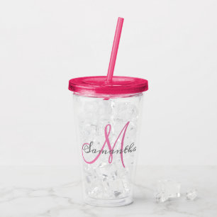 Verre En Acrylique Nom personnalisé Monogramme