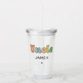 Verre En Acrylique Nom personnalisé Oncle Retro Cadeau | Oncle person (Devant)