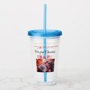 Verre En Acrylique Notre premier Noël ajouter nom photo mariage engag