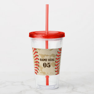 Verre En Acrylique Numéro de base-ball Vintage personnalisé Rétro