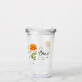 Verre En Acrylique Octobre Mois de naissance Fleur Marigold Personnal (Dos)